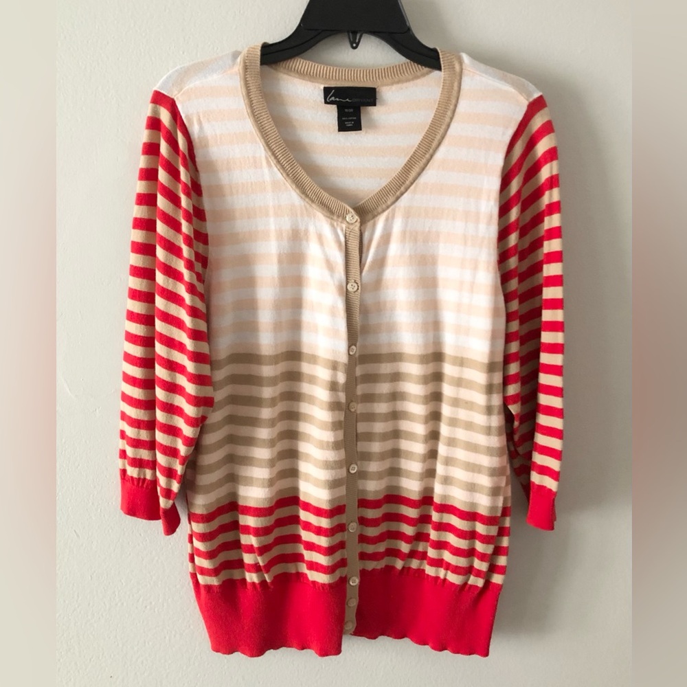 Lane Bryant Striped Button-Front Cardigan